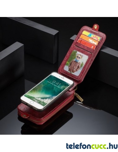 CASEME multifunkciós piros telefontok pénztárca Apple Iphone 7 készülékhez