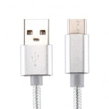 USB Type-C csatlakozású töltőkábel, adatkábel - 2 m-es - Ezüst