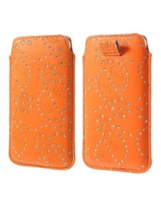Narancssárga színű csillámos telefontok kihúzóval