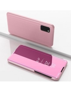Samsung Galaxy A41, oldalra nyíló, ablakos tok, rózsaarany